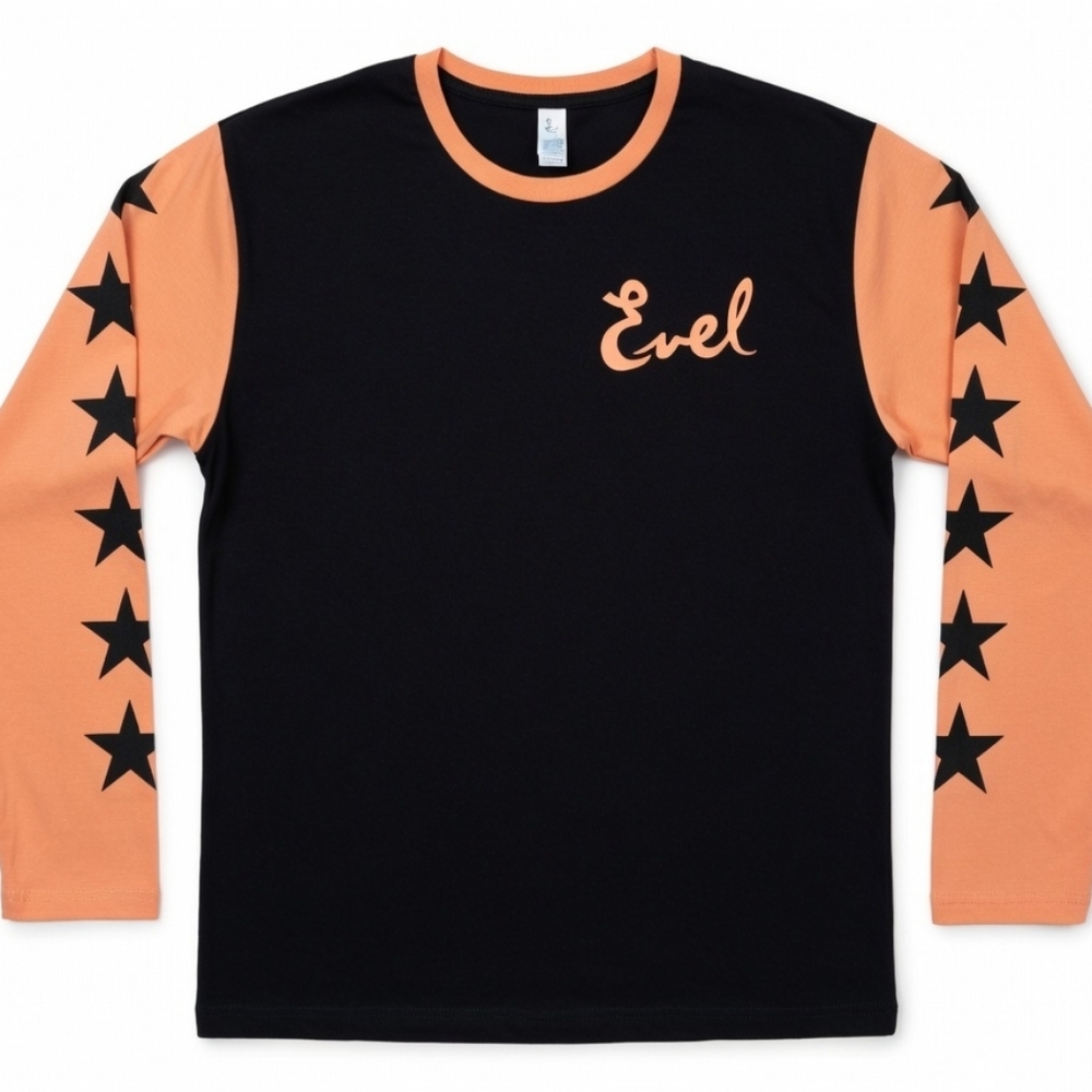 Retro Evel Knievel Archive Collection Long Sleeve Shirt Black/Orange Size XXL